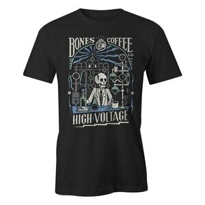 Unisex Bones Coffee Black High Voltage Graphic 100% Cotton Tee S